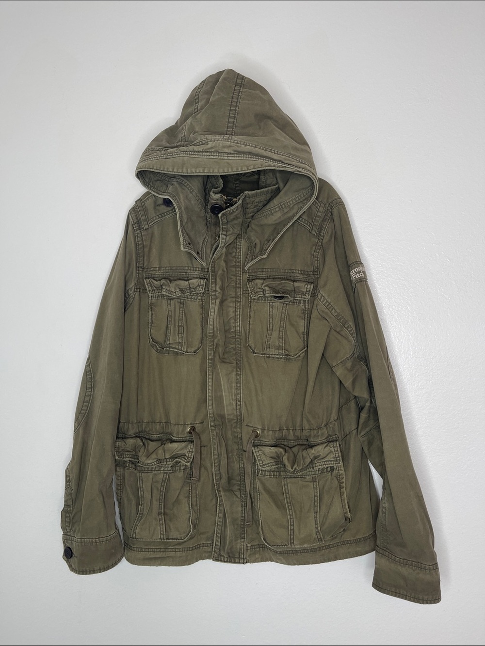 Vintage Abercrombie & Fitch Green Military Hooded Jacket Men's Size XL